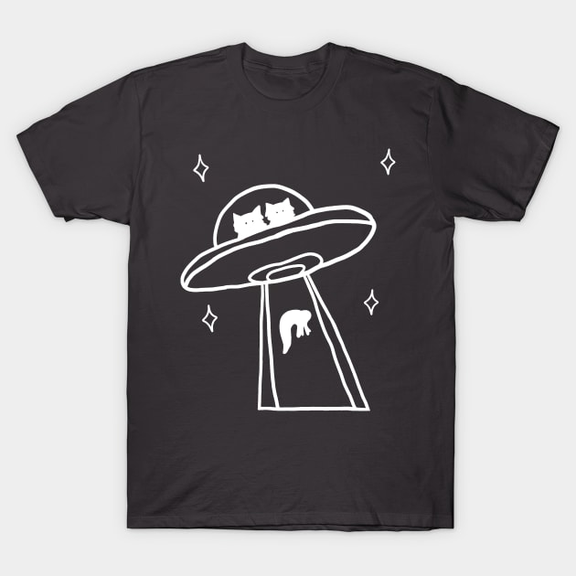 cat alien abduction line art T-Shirt by alisadesigns